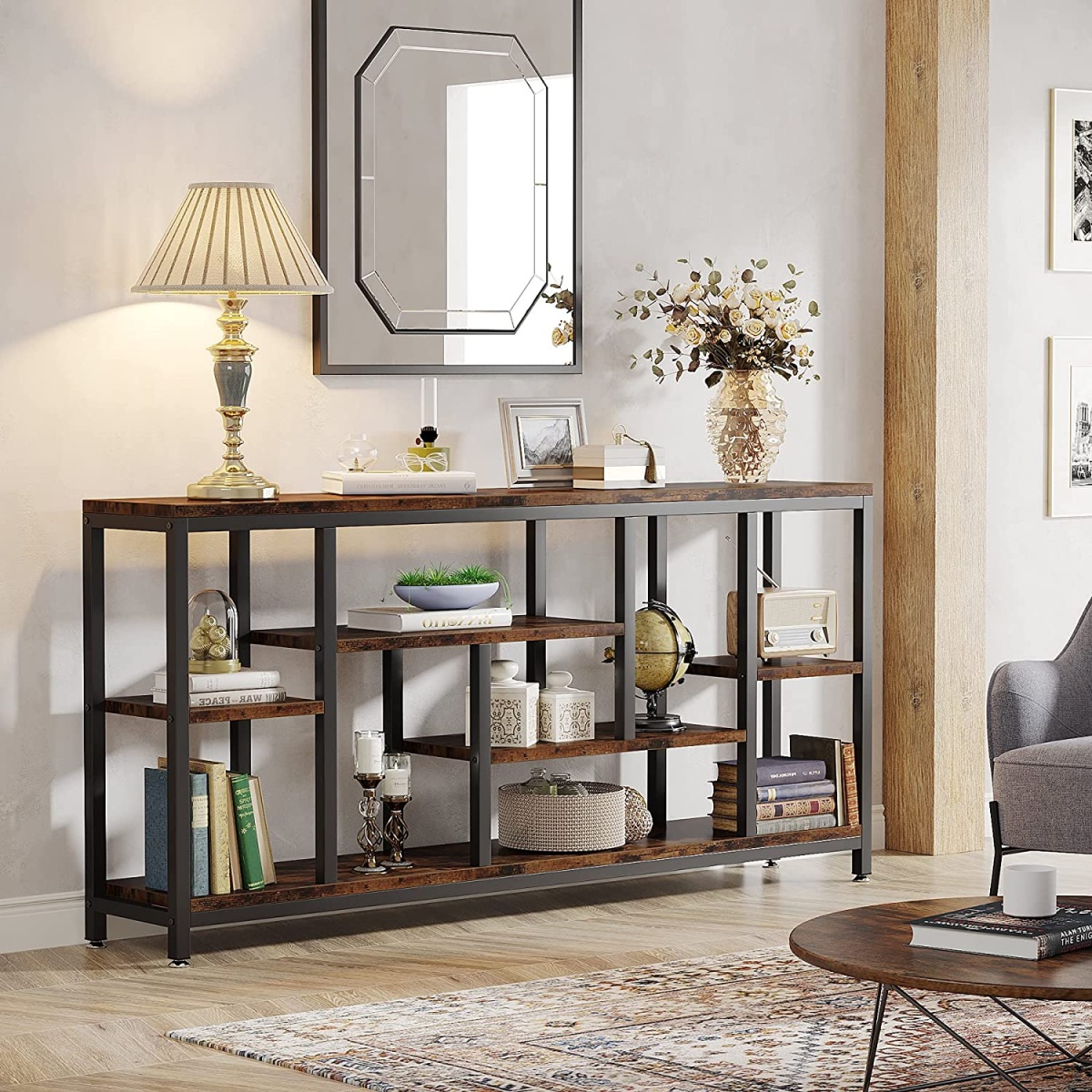 Console Table, 70.9? Entryway Sofa Table with Storage Shelves - Image 5