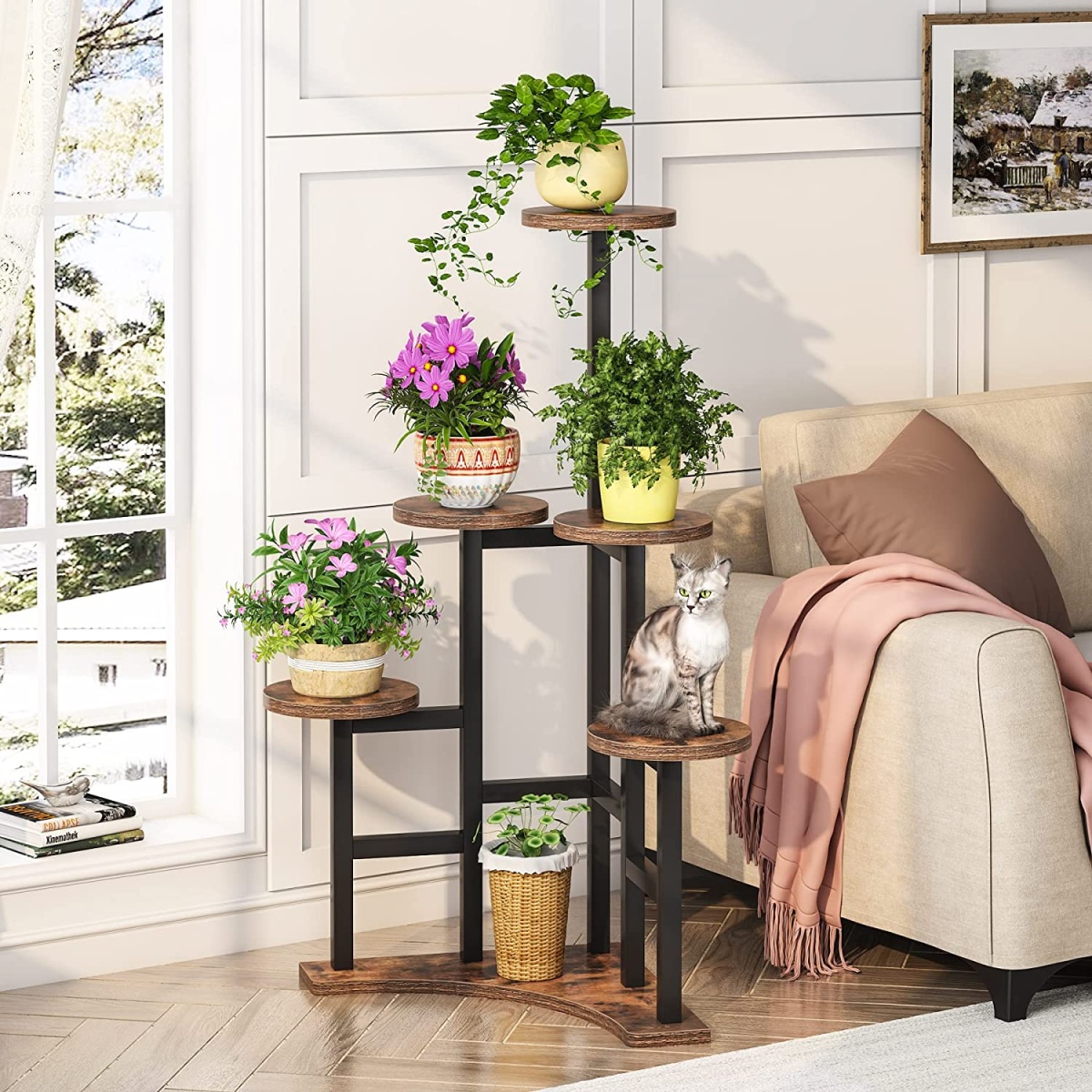 Corner Plant Stand Indoor, 6 Tiered Plant Shelf Flower Stand - Image 5