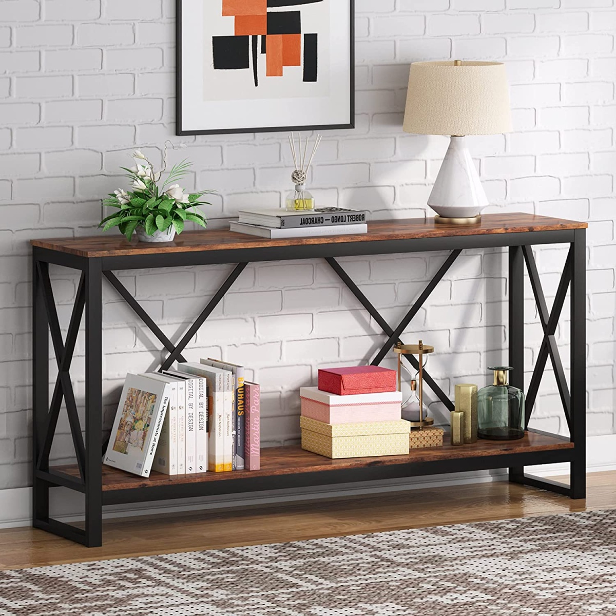 Console Table, 70.9? Entry Sofa Table with Open Storage Shelf - Image 4