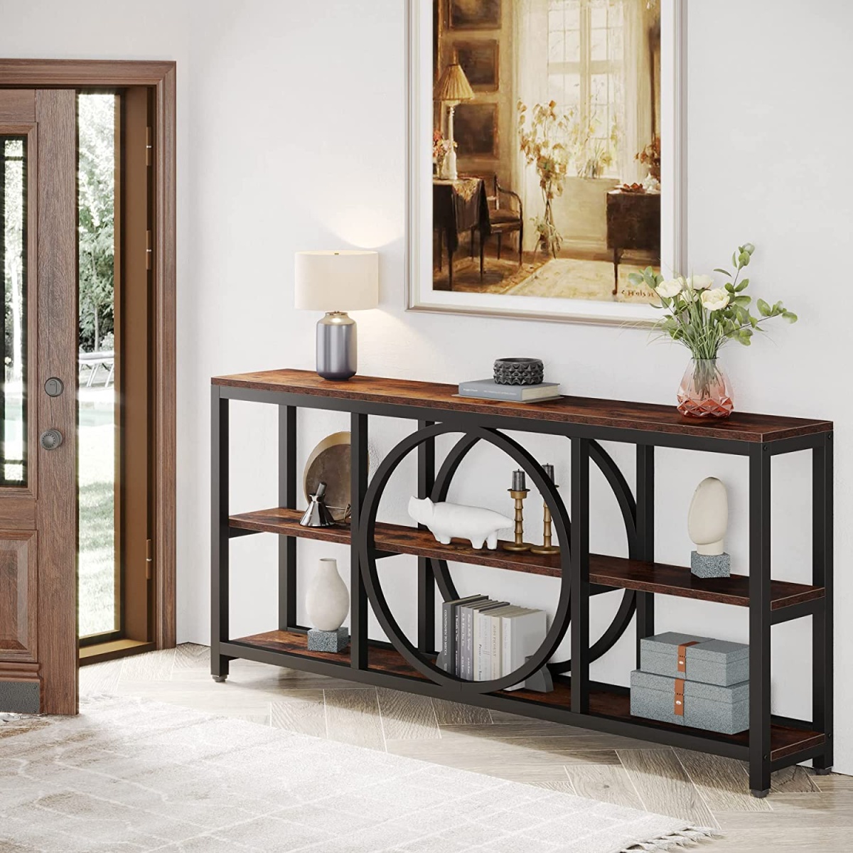 Console Table, 70.9? Narrow Sofa Table with 3 Tier Storage Shelves - Image 5