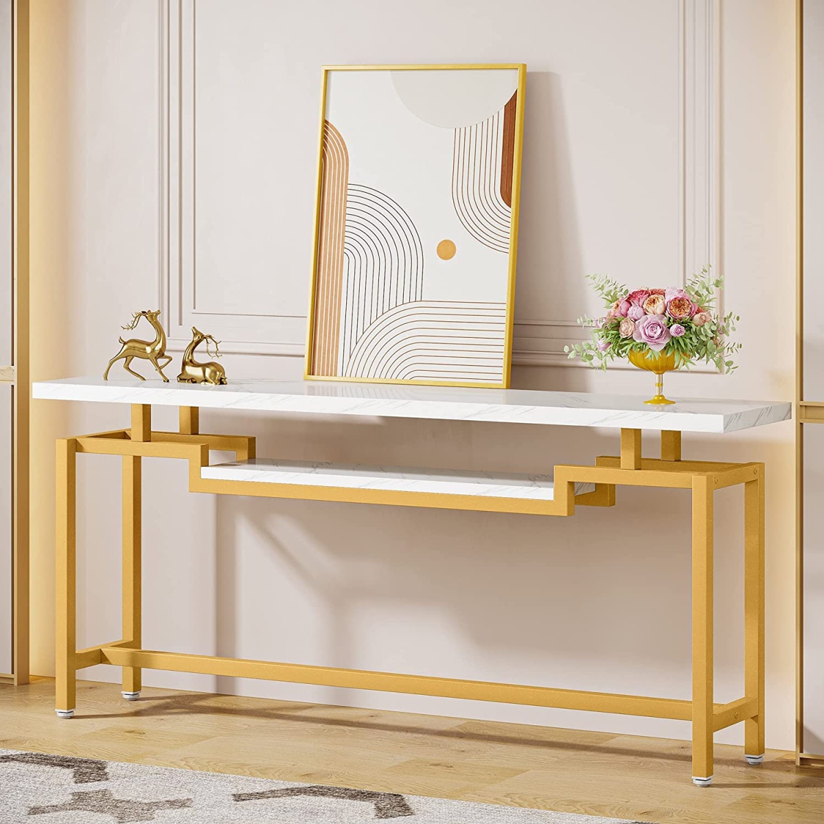 Console Table, 70? Sofa Table with 2 Tier Storage Shelves - Image 9