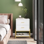 Nightstand, Modern Bedside End Table with 2 Drawers & Shelf - Image 5