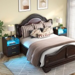 Nightstand, 2 Drawers Beside Table with LED Lights and Shelves - Image 10