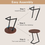End Table, Round Side Snack Table with L-Shaped Metal Leg - Image 8