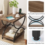Round End Table, Industrial Side Table with Metal Hollow Frame - Image 95