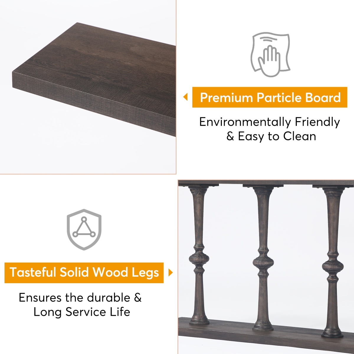 Console Table, Farmhouse 63? Sofa Table with Solid Wood Legs - Image 7