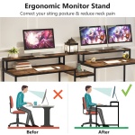 Two Person Desk, 93? Double Computer Desk With USB Ports & Power Outlet - Image 7
