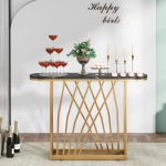 Console Table, 43? Modern Sofa Couch Table with Faux Marble - Image 9
