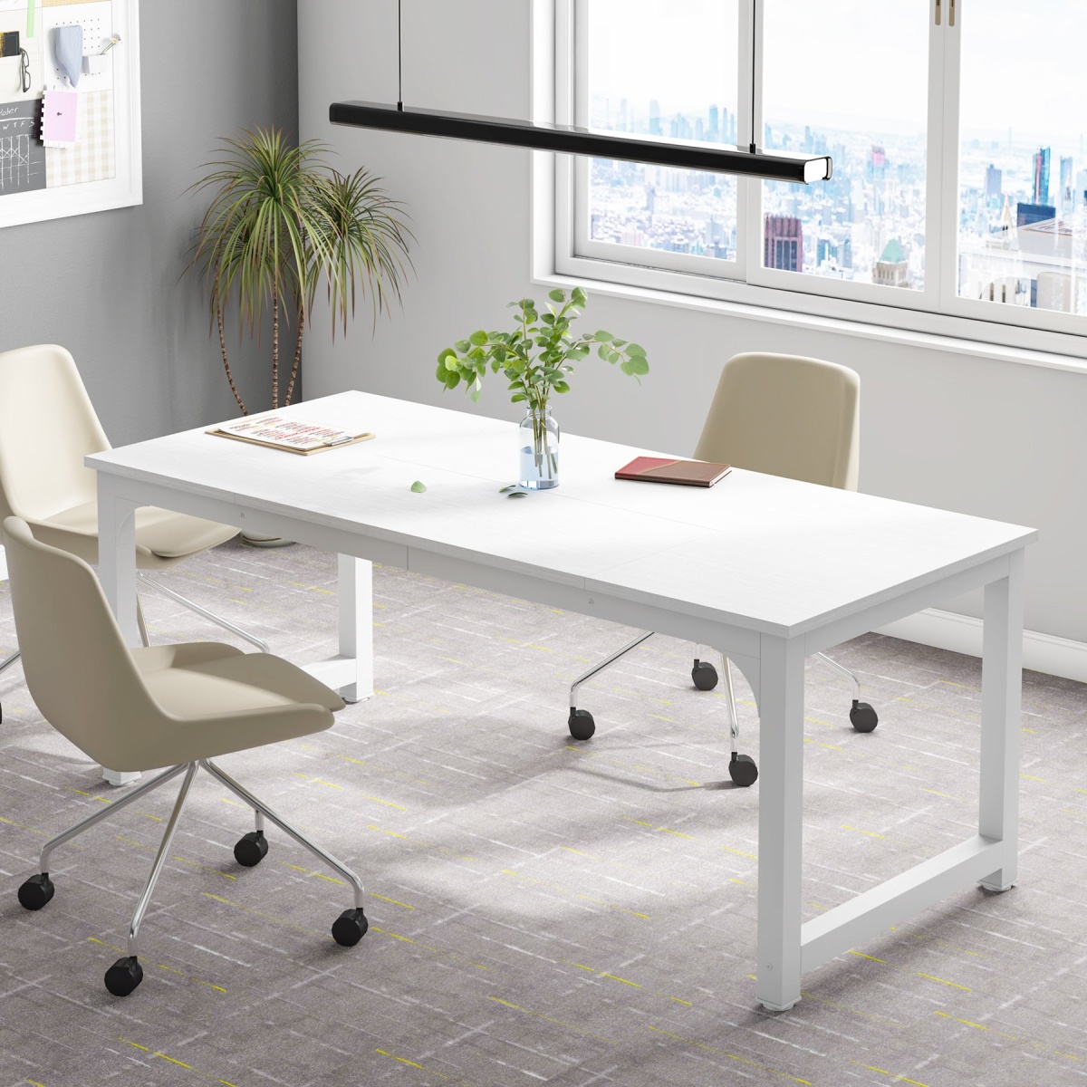 Conference Table, Rectangular Meeting Seminar Table Boardroom Desk - Image 17