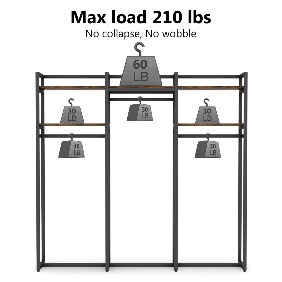 Freestanding Closet Organizer, 75 inch Heavy Duty Garment Rack - Image 8