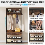 Coat Rack Shoe Bench, Entryway Hall Tree with Drawer & Hooks - Image 7