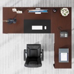 L-Shaped Desk, 70.8?? Executive Desk with Mobile File Cabinet - Image 6