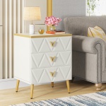 Nightstand, Modern Wooden Bedside Table with Three Drawers - Image 4