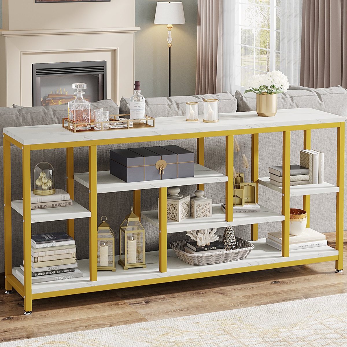 Console Table, 70.9? Entryway Sofa Table with Storage Shelves - Image 9