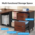 Executive Desk, 87? L-Shaped Computer Desk with 51? File Cabinet - Image 7
