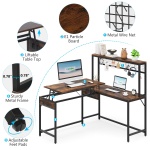 Lift Top L-Shaped Desk, Corner Height Adjustable Desk with Hutch - Image 8