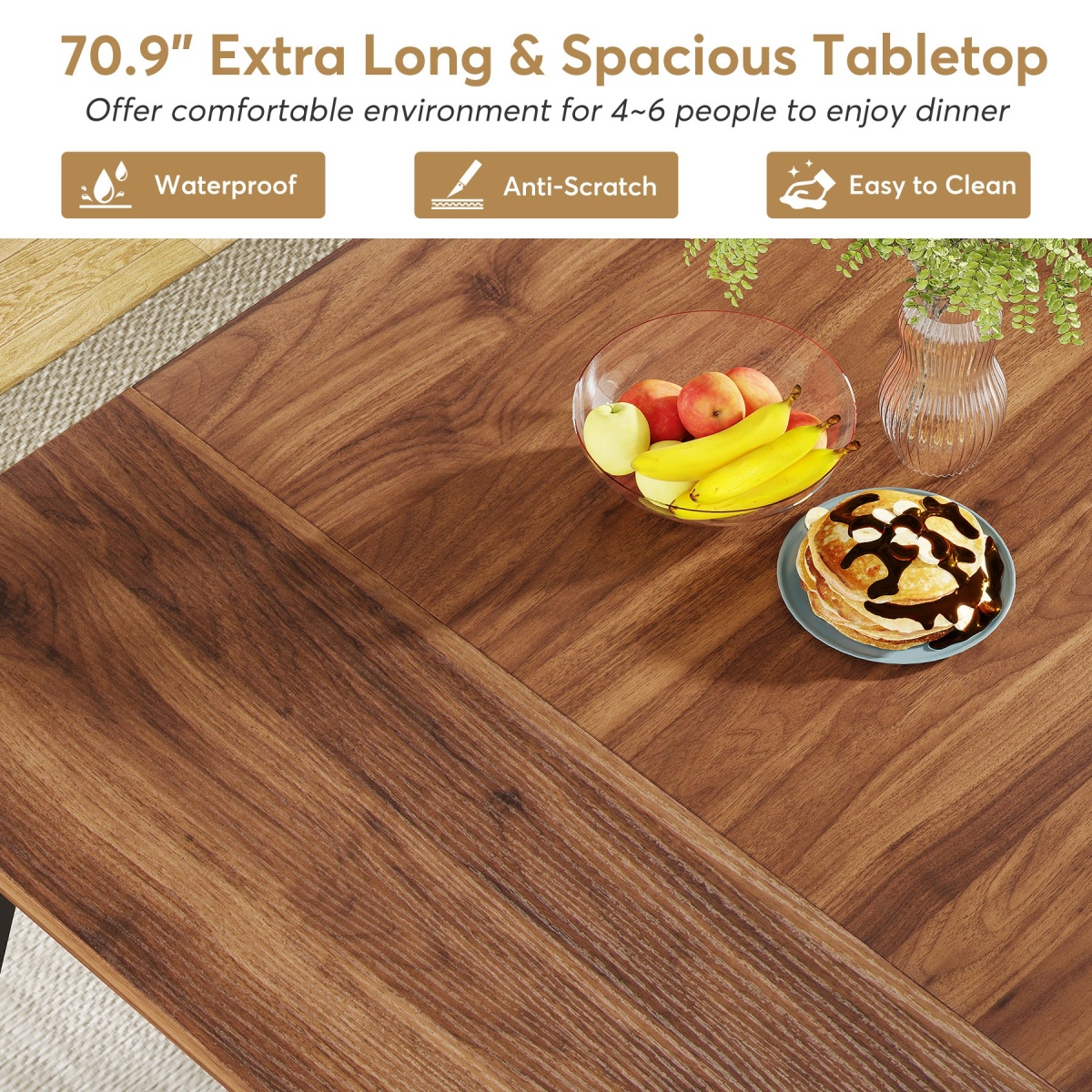 Dining Table, 70.9? Kitchen Dinner Table for 6 to 8 People - Image 6