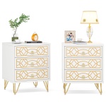 Nightstand, Modern Bedside Table Sofa End Table with 3 Drawers - Image 8