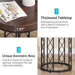 End Table, Round Side Table Nightstand with Metal Frame - Image 7