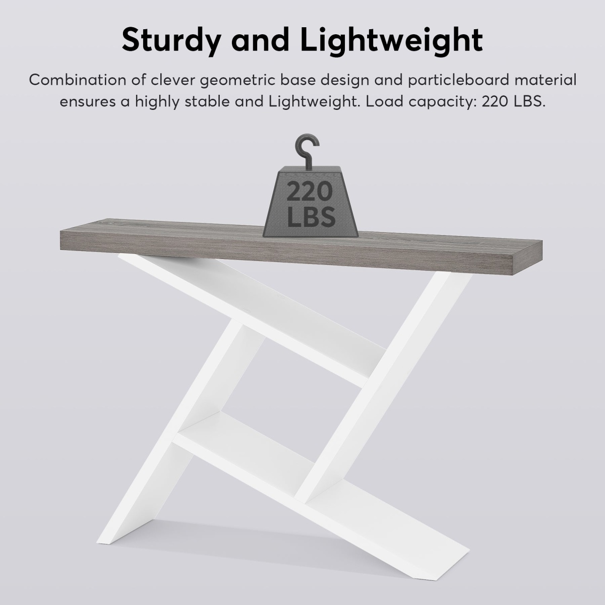 Console Table, 42? Farmhouse Entryway Table with Geometric Wood Base - Image 7