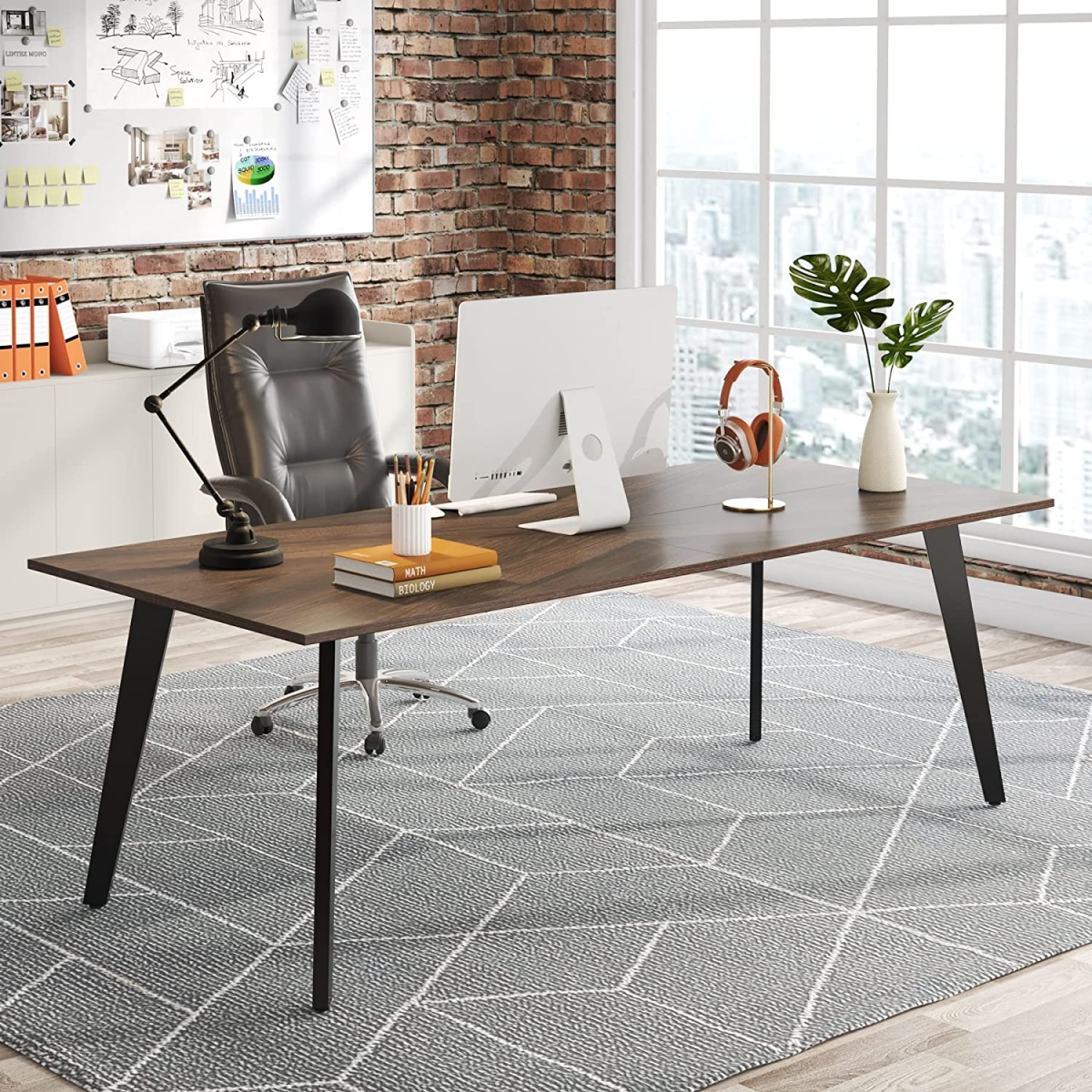6FT Conference Table, 70.3 x 31 inch Meeting Table Computer Desk - Image 1
