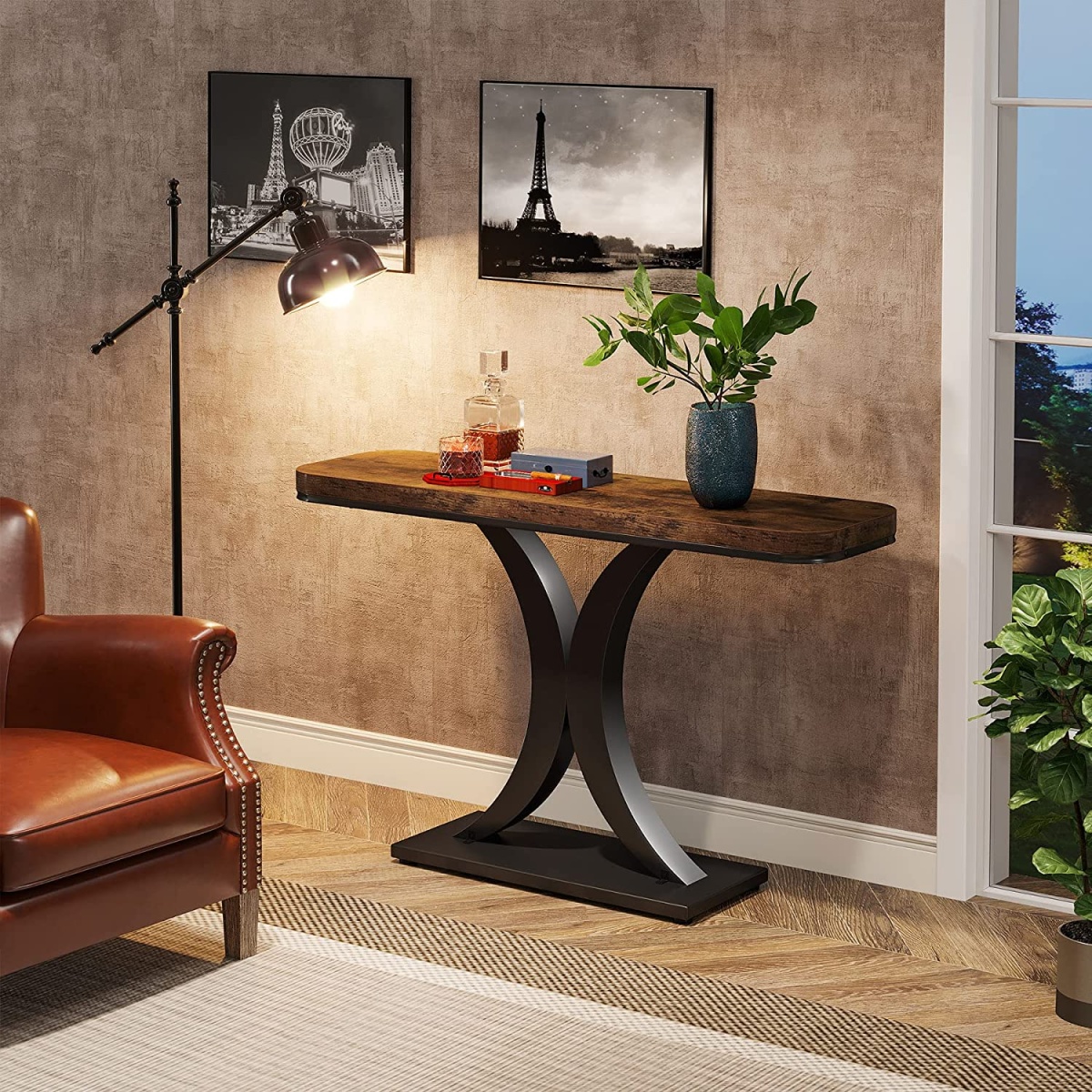 Console Table, 40? Industrial Entryway Foyer Table - Image 4