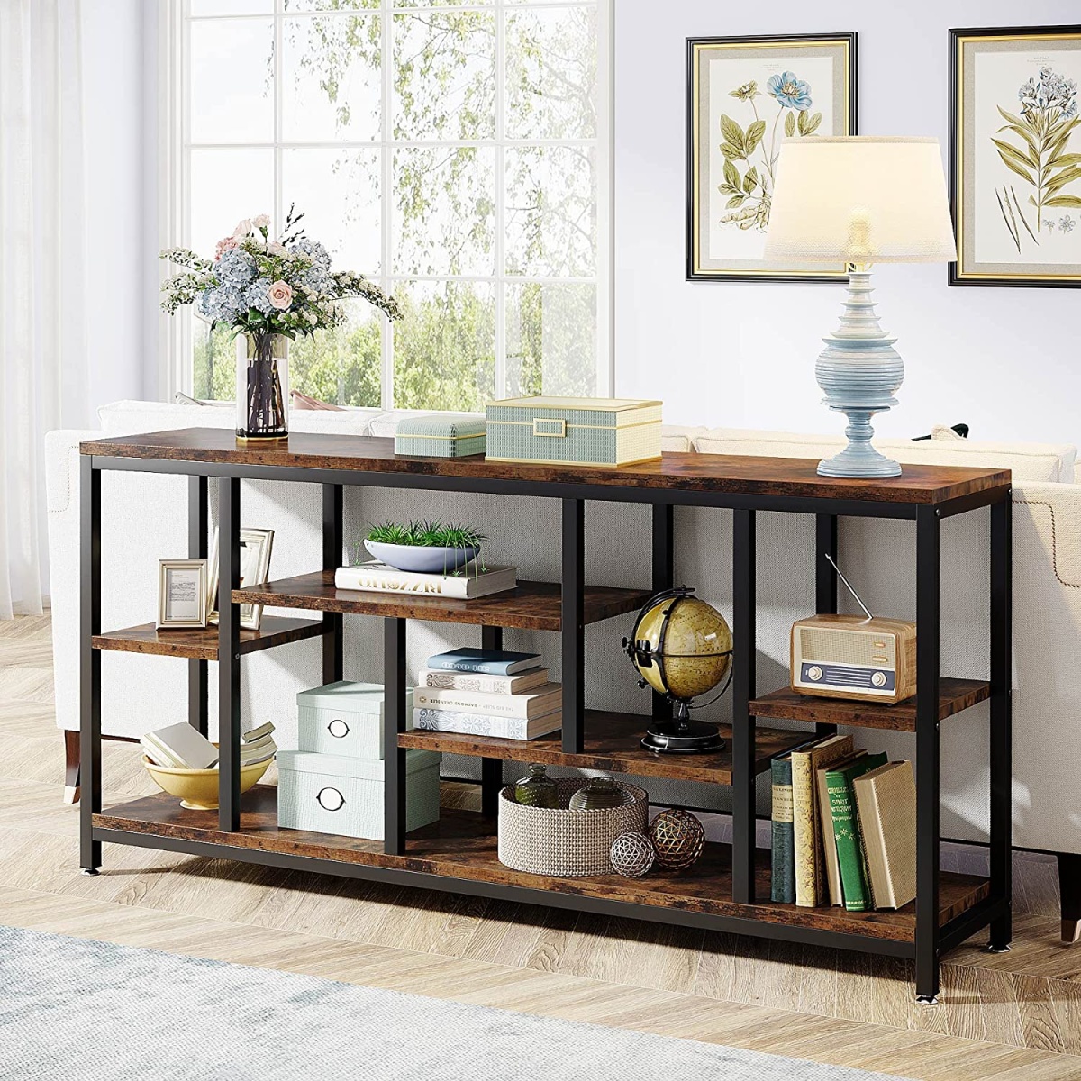 Console Table, 70.9? Entryway Sofa Table with Storage Shelves - Image 1
