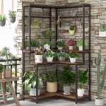Corner Plant Stand, 67? Tall Flower Shelf with 15 Hanging Hooks - Image 4