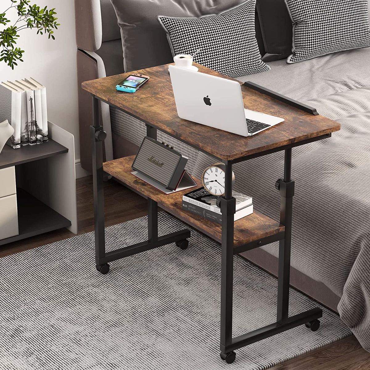 Height Adjustable Desk, Rolling Standing Computer Desk for Sofa Bed - Image 5
