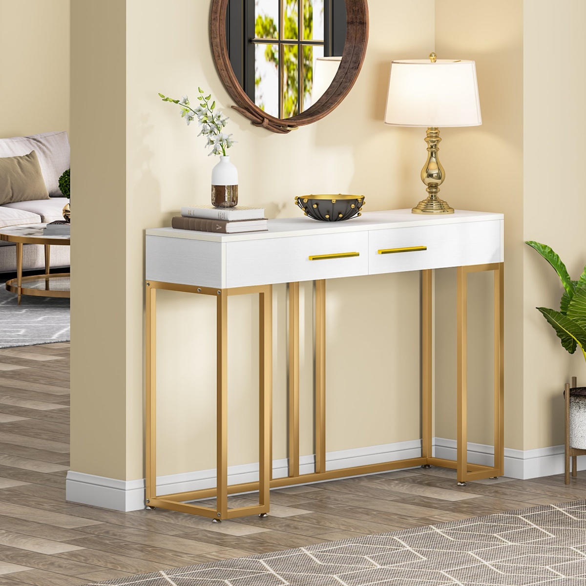 Console Table, Modern Sofa Couch Table with 2-Drawer - Image 4