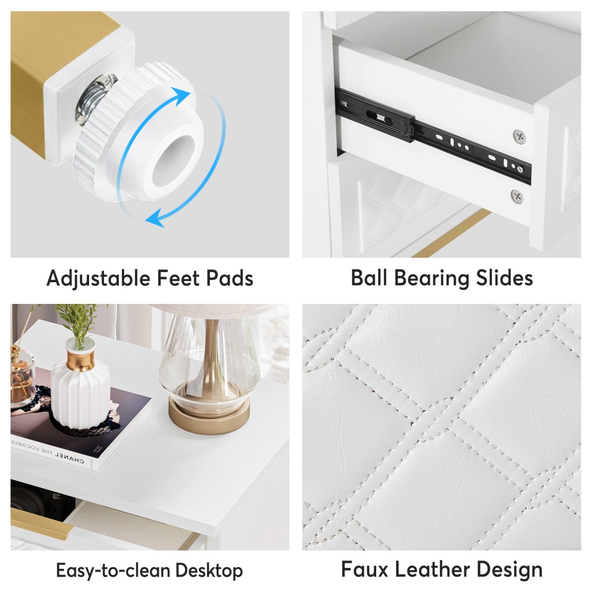 Nightstand, 3-Drawer Modern Beside Table End Table - Image 7