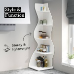 Corner Shelf, Modern 5-Tier Wall Corner Bookshelf Bookcase - Image 6