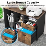 L-Shaped Desk, 59? Executive Office Desk with Lateral File Cabinet - Image 6