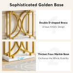 Console Table, Faux Marble Sofa Table with Double D-Shaped Metal Base - Image 7