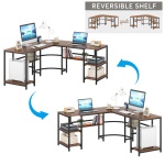 L-Shaped Desk, 59? Reversible Corner Computer Desk with Storage Shelves - Image 7