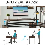 Lift Top L-Shaped Desk, Corner Height Adjustable Desk with Hutch - Image 7