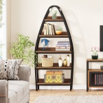 Bookshelf, 5-Tier Open Etagere Bookcase 69? Tall Display Shelf Unit - Image 5