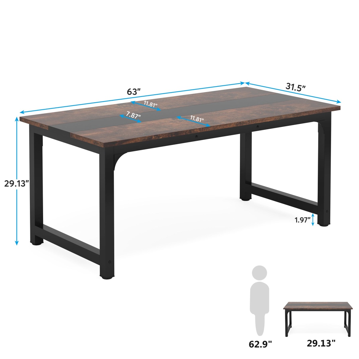 Conference Table, Rectangular Meeting Seminar Table Boardroom Desk - Image 26