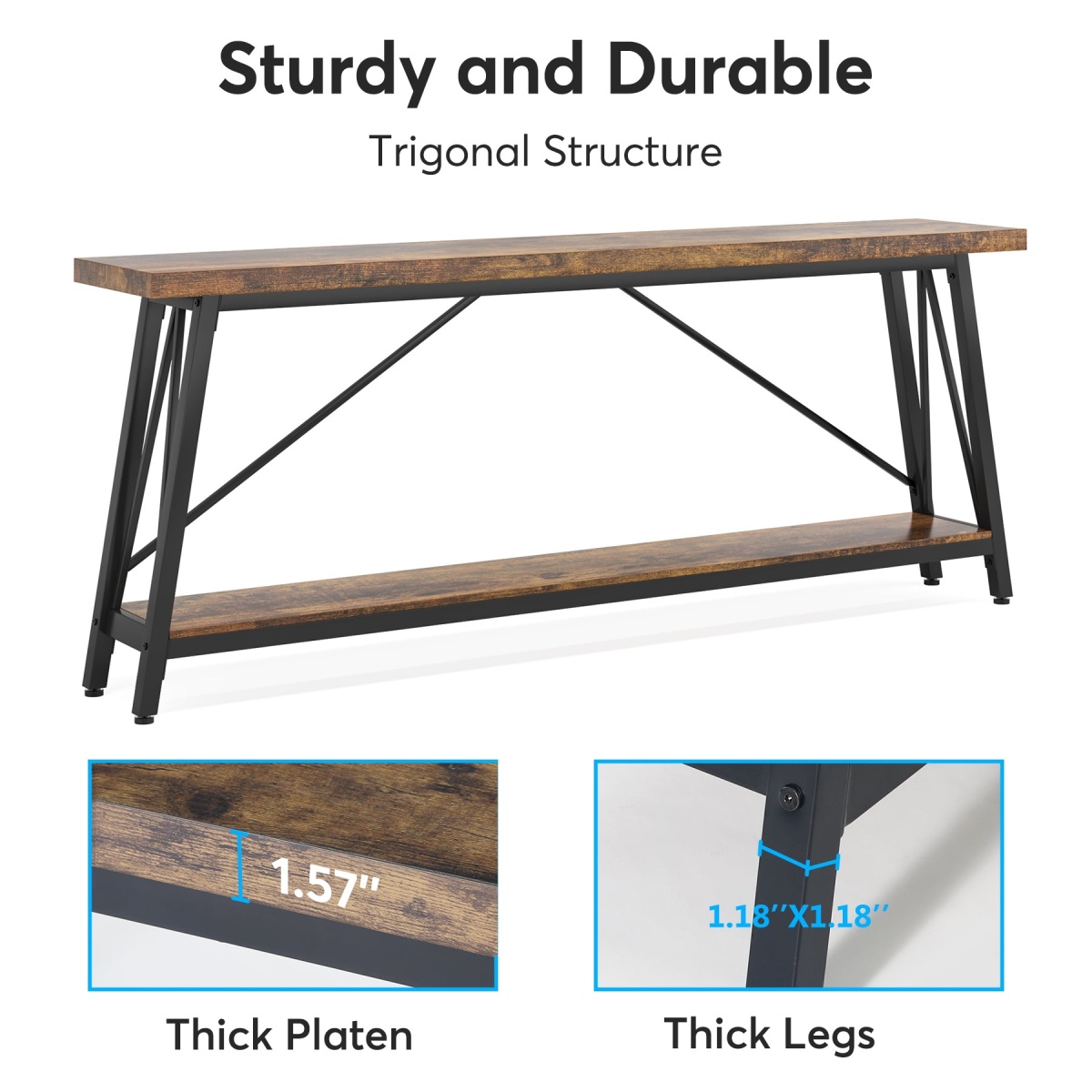 Console Table, 70.9 Inches Extra Long Sofa Table Behind Couch - Image 6