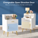 Nightstand, 32? Tall Bedside Table with Drawer & Doors - Image 7