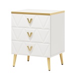 Nightstand, Modern Wooden Bedside Table with Three Drawers - Image 2