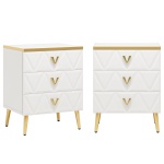 Nightstand, Modern Wooden Bedside Table with Three Drawers - Image 8