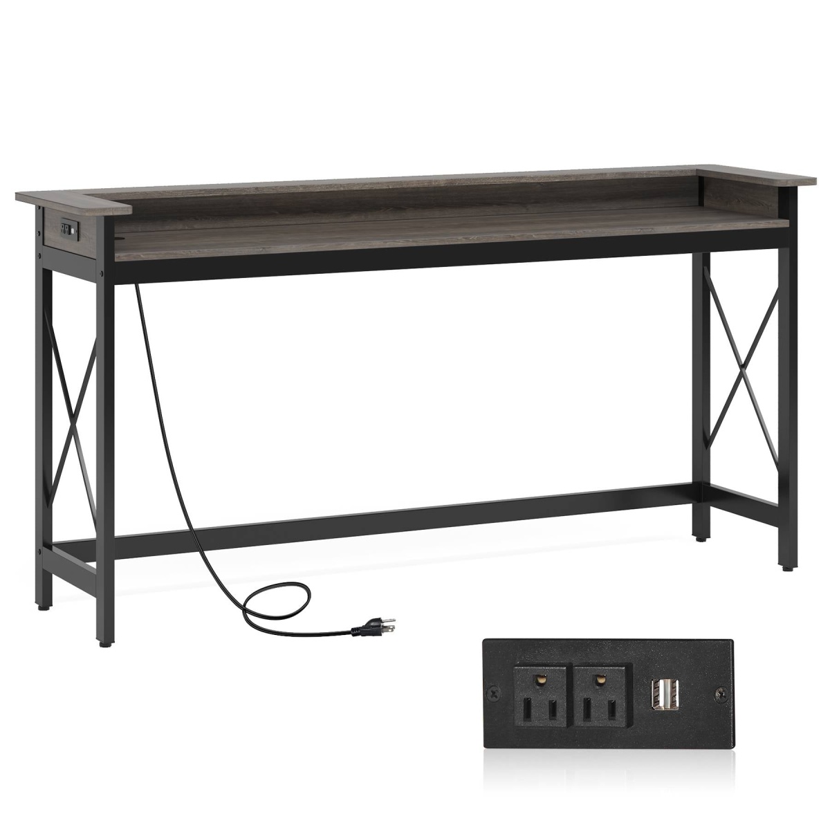 Console Table, 70.9? Sofa Table with Outlets and USB Ports - Image 9