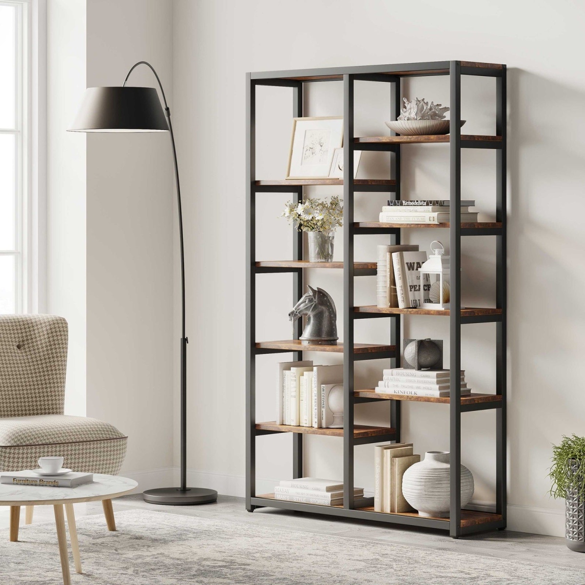 Bookshelf Bookcase, 10-Open Shelf Etagere Bookcase - Image 1