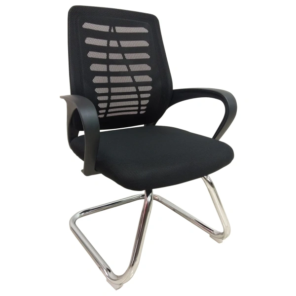 High Foam Mesh Mid-Back Guest/Reception Chair, with Contoured Mesh Seat ? Black