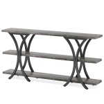 Console Table, Industrial Entryway Sofa Table with 3-Tier Shelves - Image 9