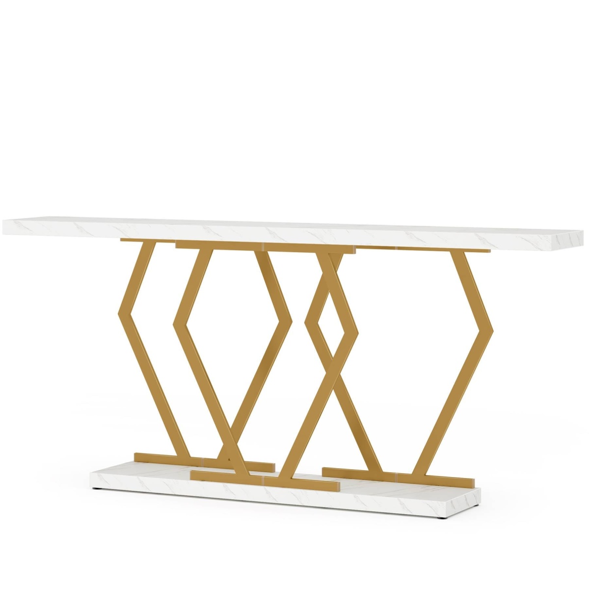 Console Table, Modern 70.9? Sofa Table with Faux Marble Tabletop - Image 2