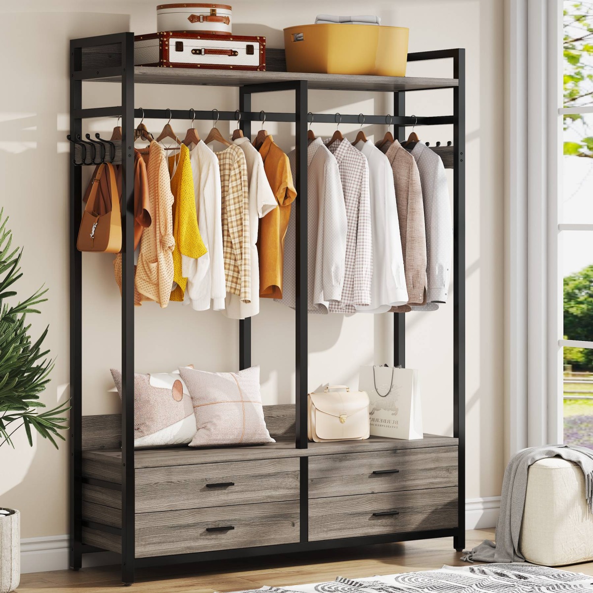 Freestanding Closet Organizer, Garment Rack with Drawers & Shelves - Image 9