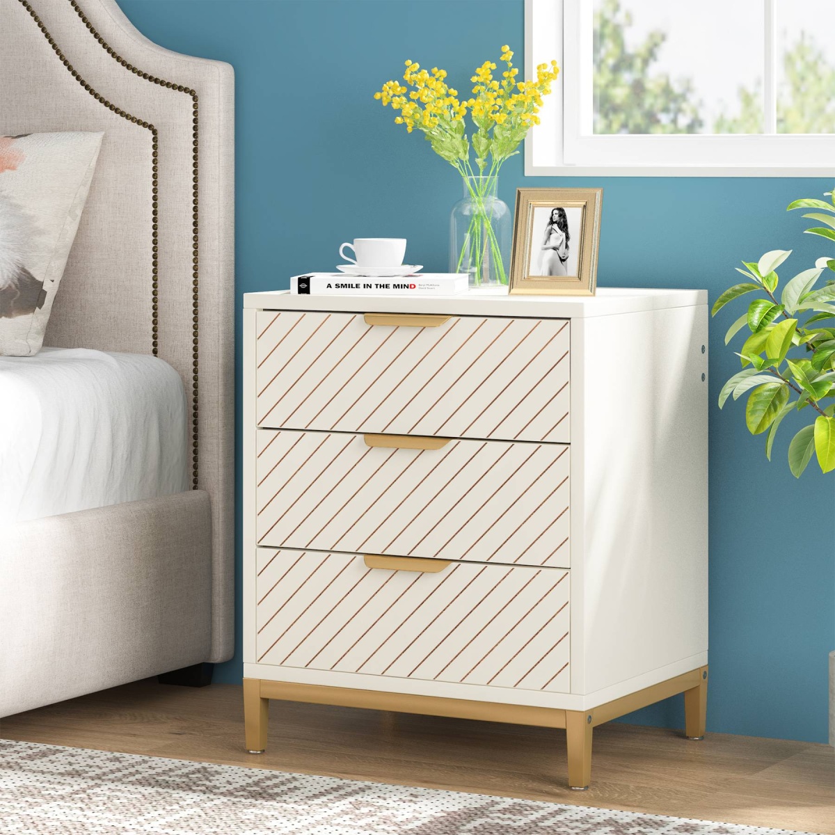 Nigntstand, 3 Drawers Bedside End Table for Bedroom - Image 9