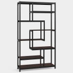 8-Shelves Staggered Bookshelf, Industrial Etagere Bookcase - Image 2